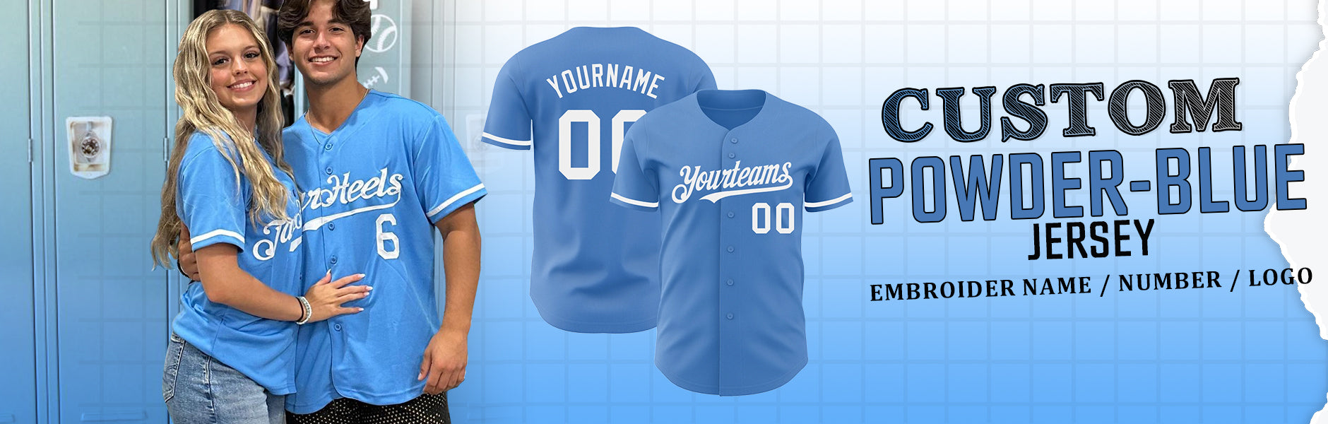 custom powder blue baseball jersey
