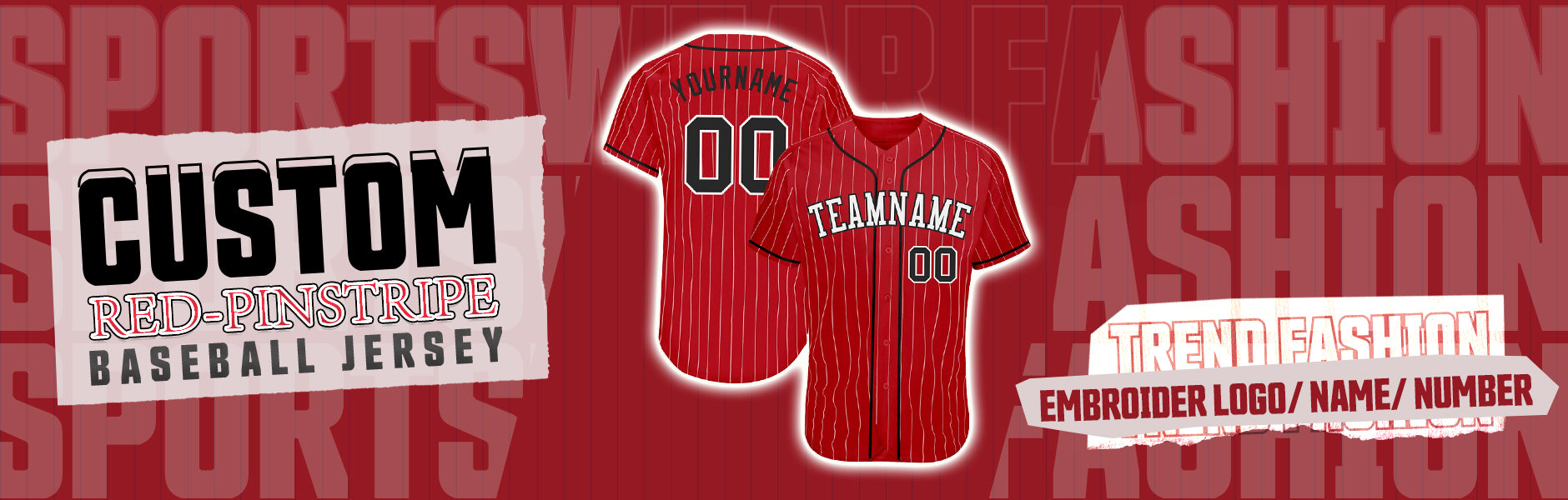 custom red pinstripe baseball jersey