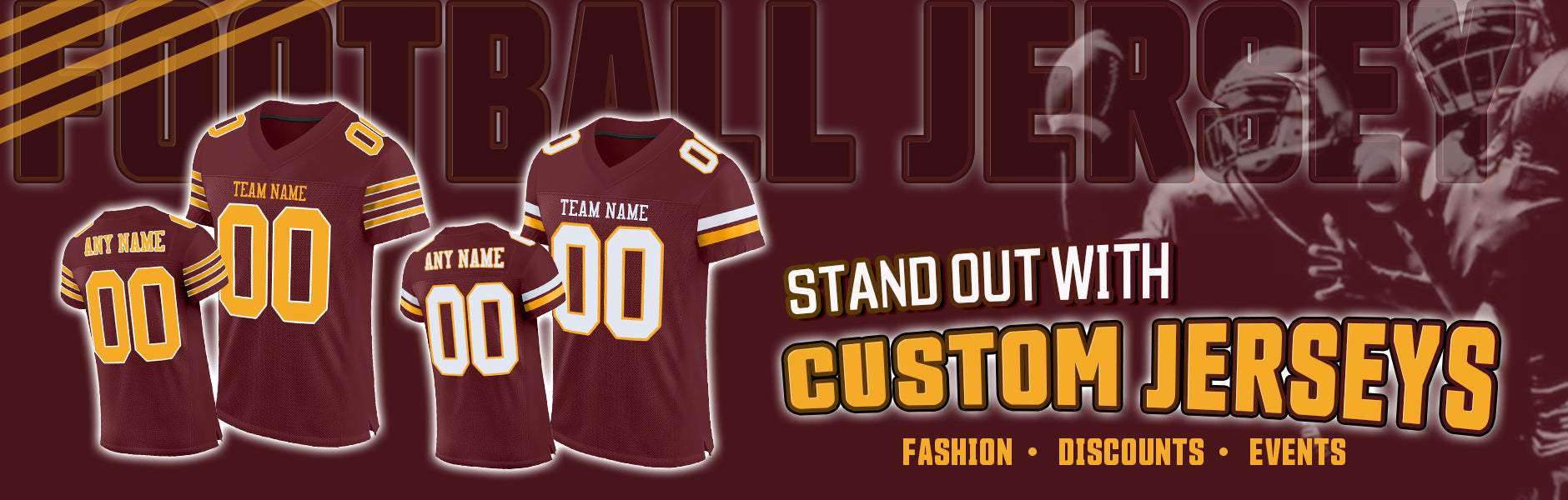 CUSTOM football burgundy JERSEY