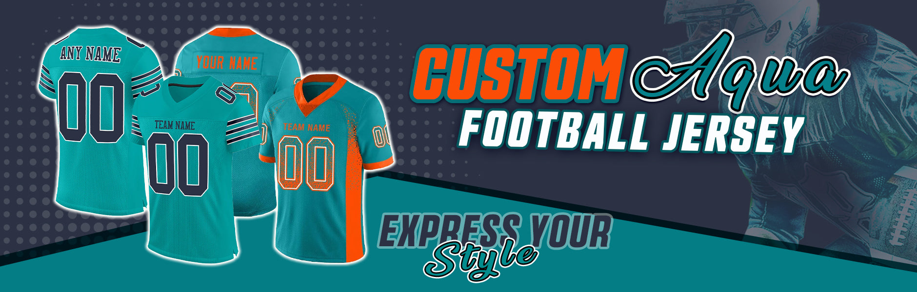 CUSTOM football aqua JERSEY