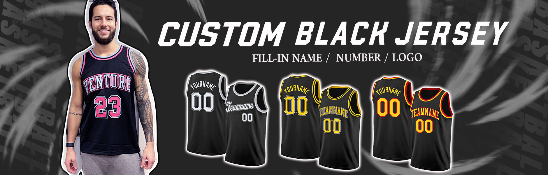 custom basketball black jersey