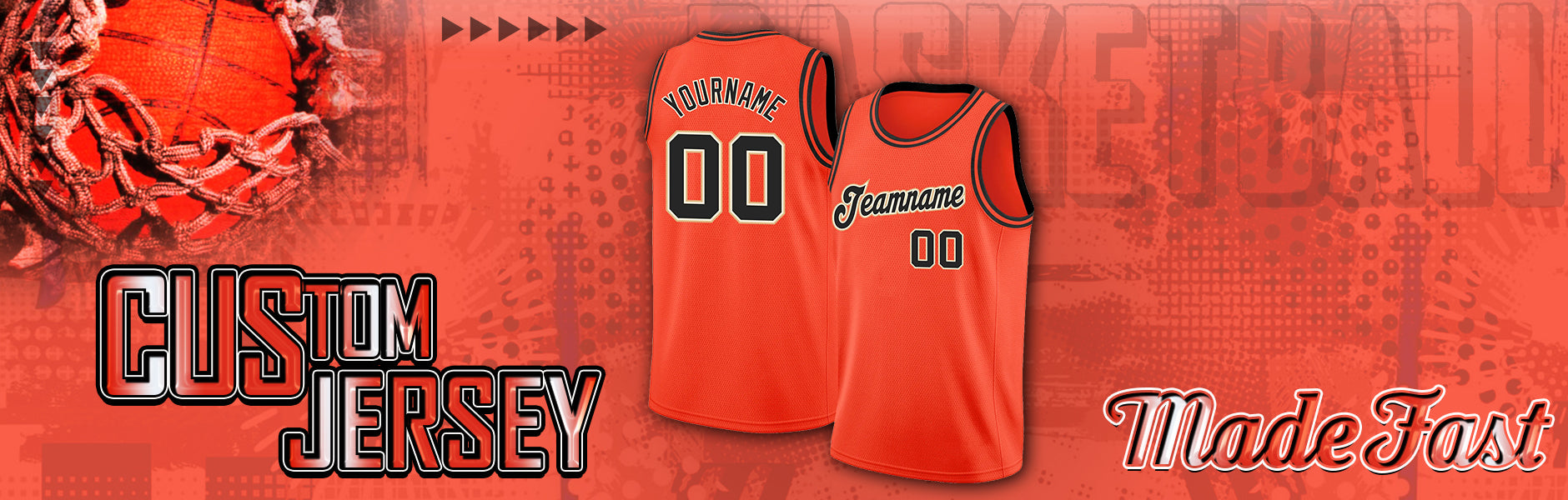 custom basketball orange jersey