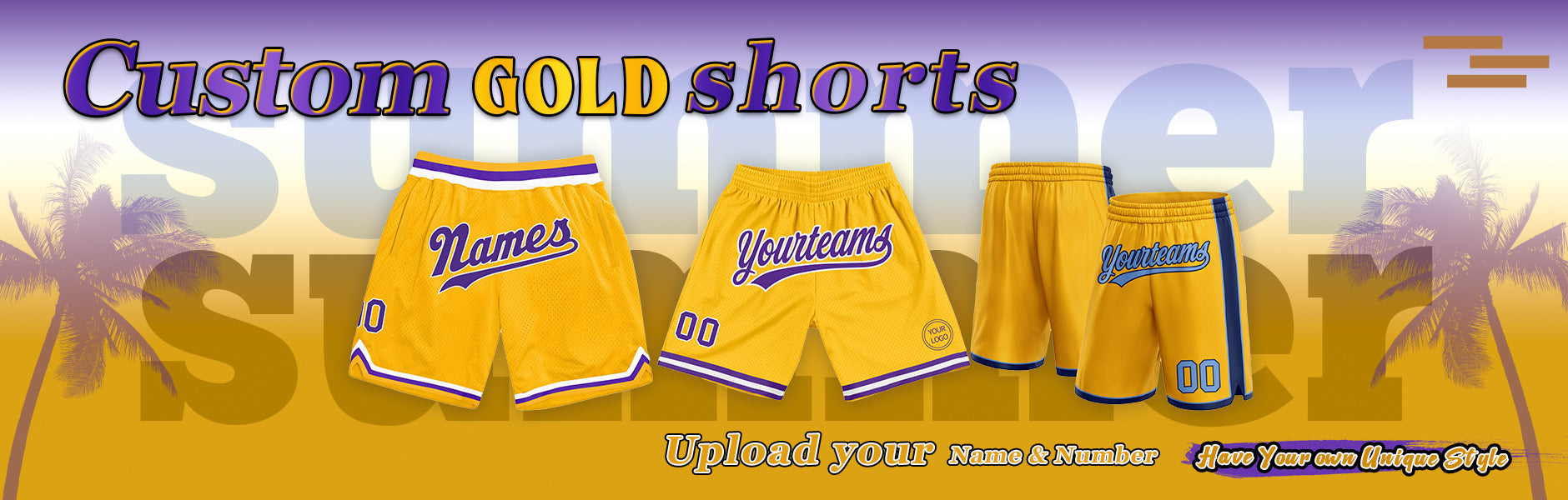 custom shorts gold