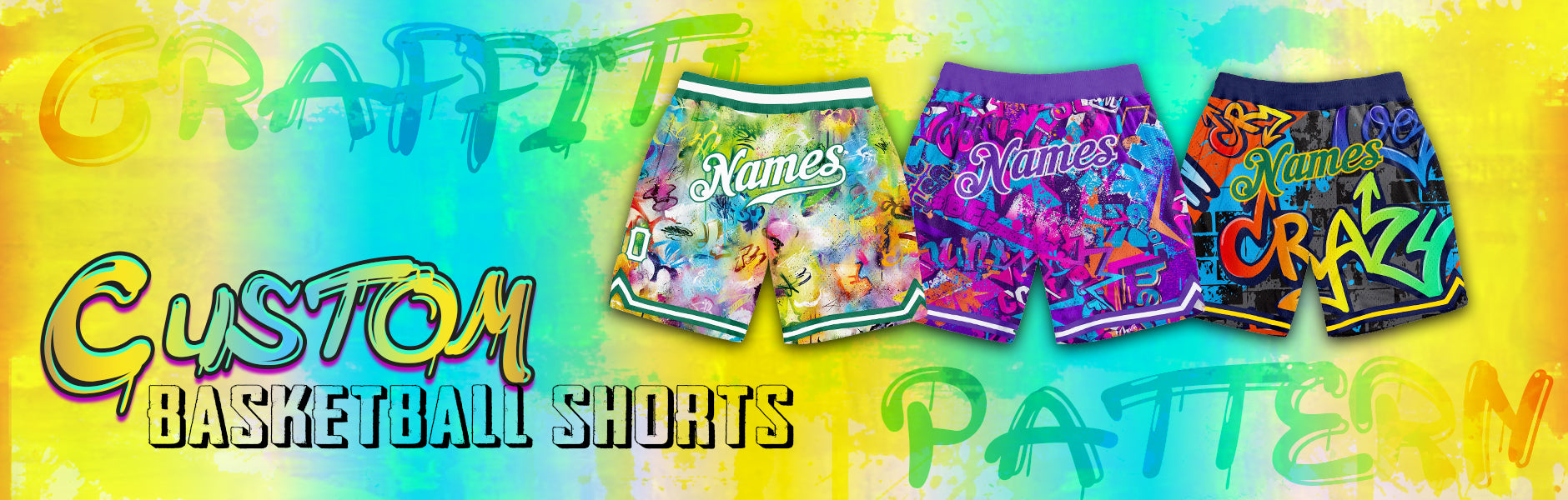 custom shorts graffiti pattern jersey