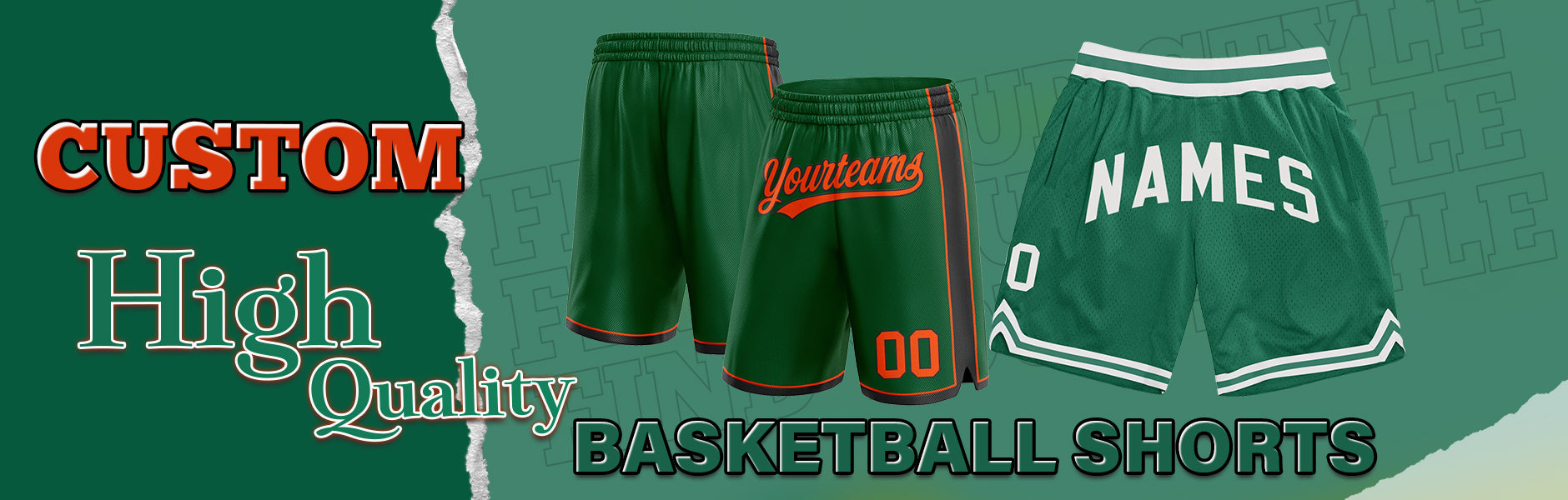 custom shorts kelly green