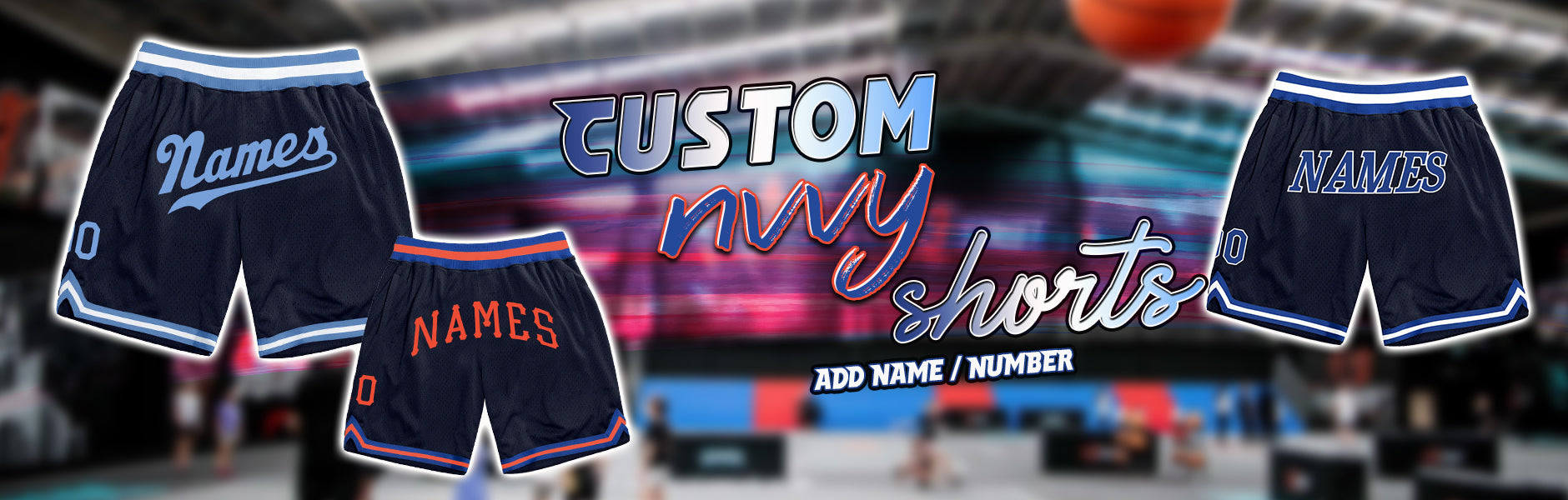 custom shorts navy jersey