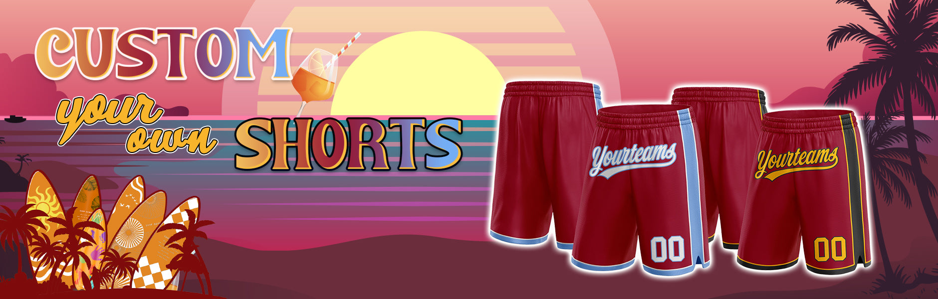 custom shorts maroon jersey