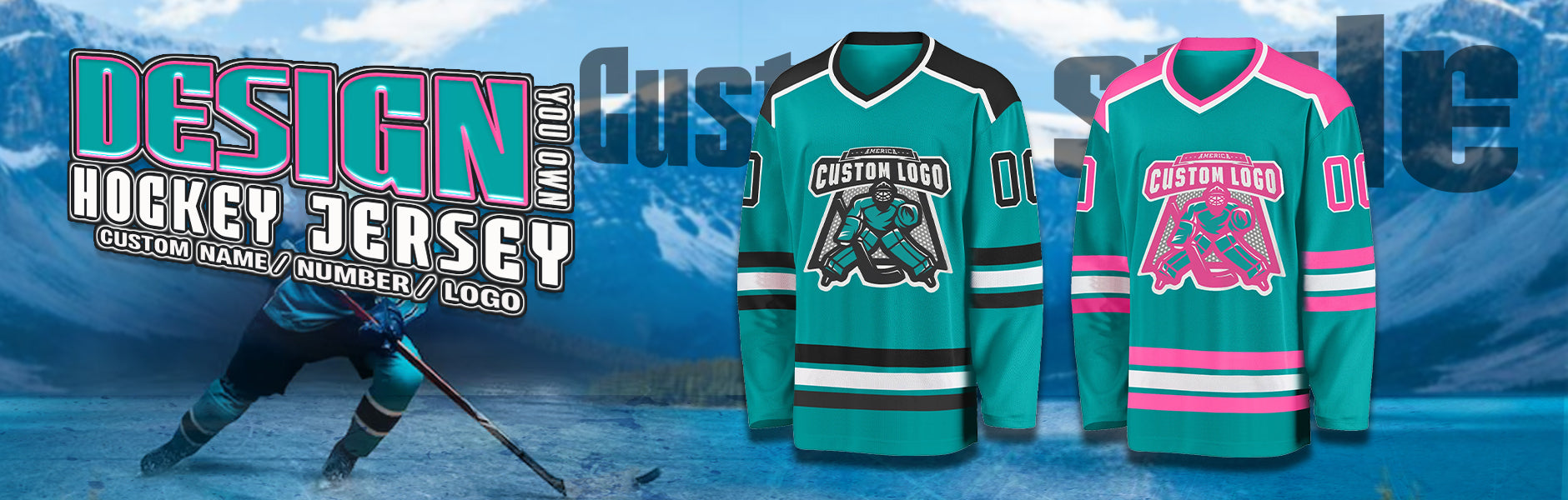 custom hockey aqua jersey