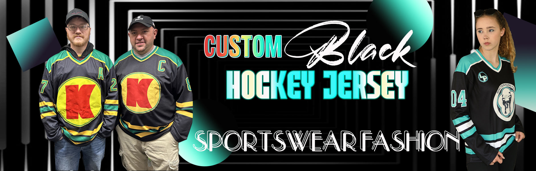 custom hockey black jersey