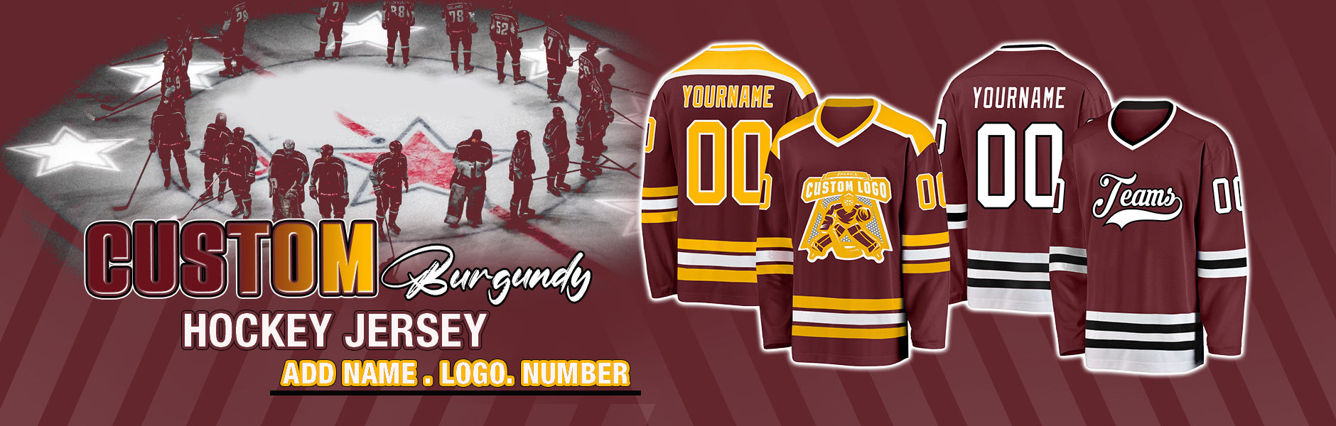 custom hockey burgundy jersey