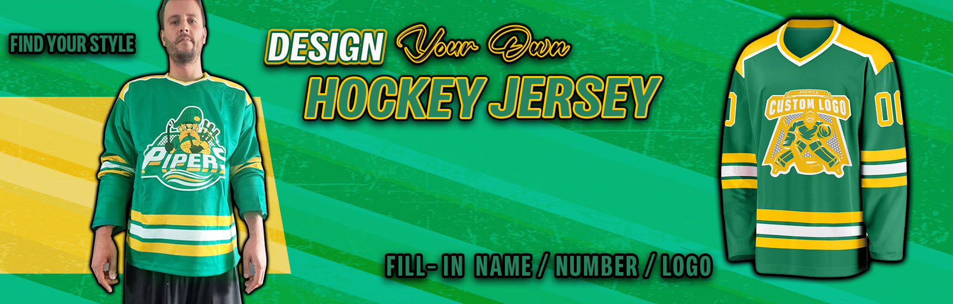 Custom Hockey Jersey Kelly Green Old Gold-Black