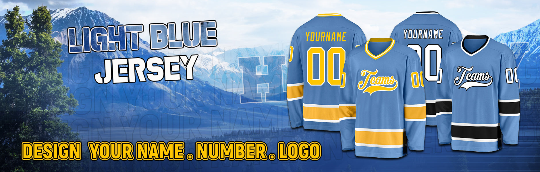custom hockey light blue jersey