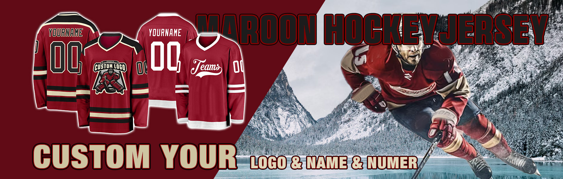 custom hockey maroon jersey
