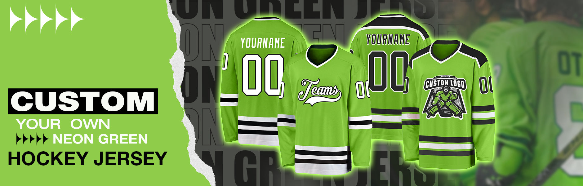 custom hockey neon green jersey