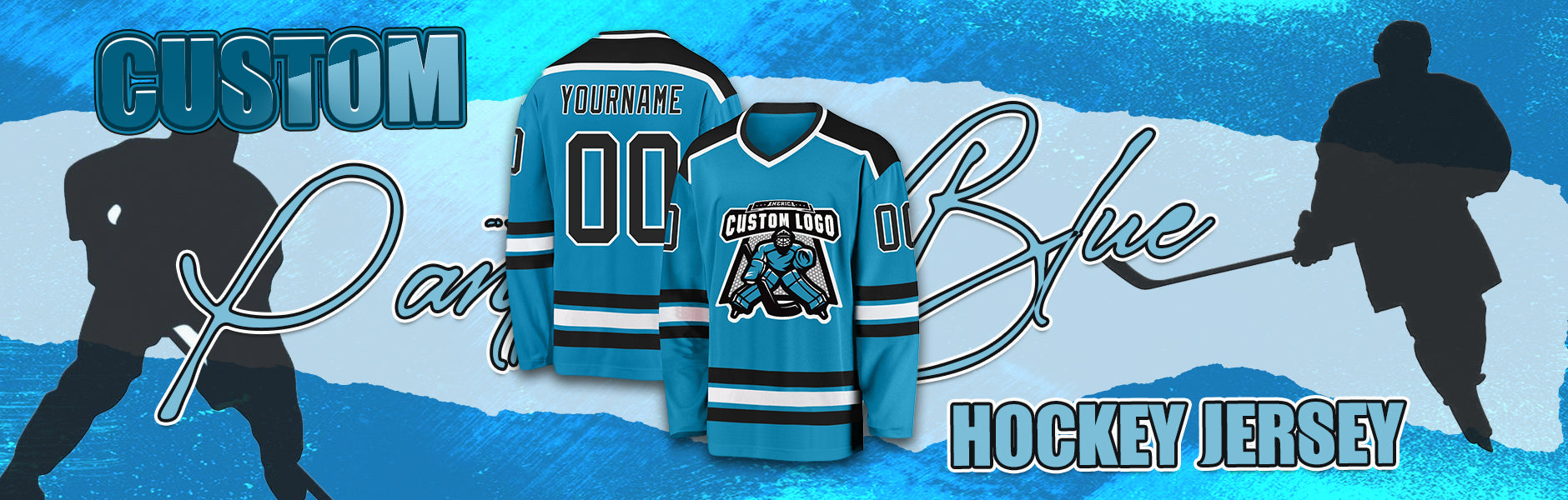 custom hockey panther blue jersey