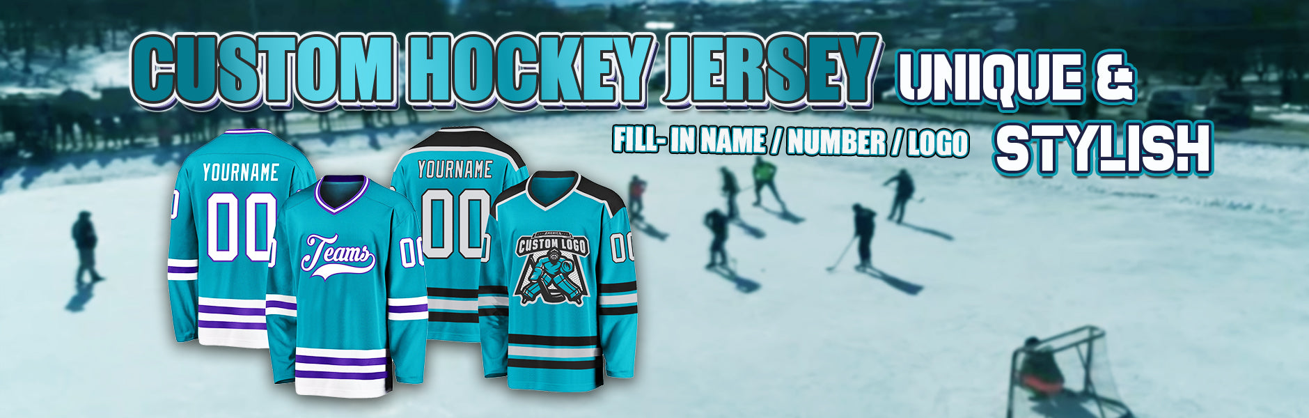 custom hockey teal jersey