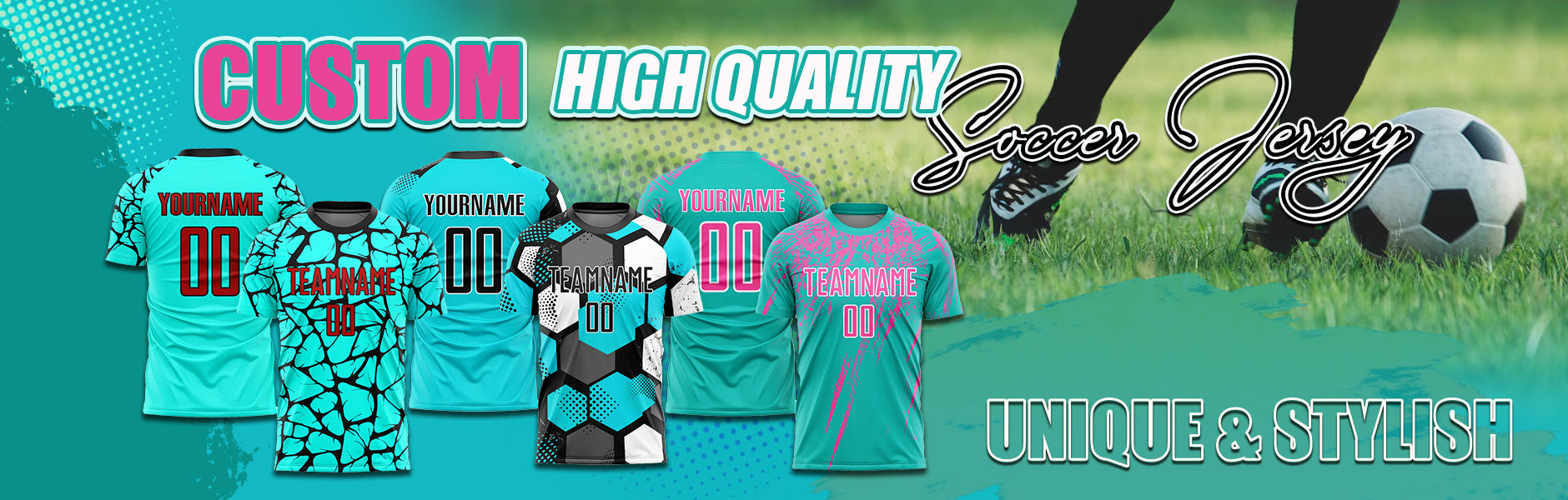 custom soccer aqua jersey