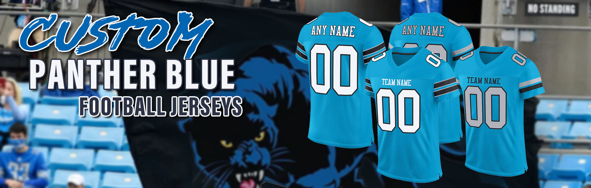 custom football panther blue jersey