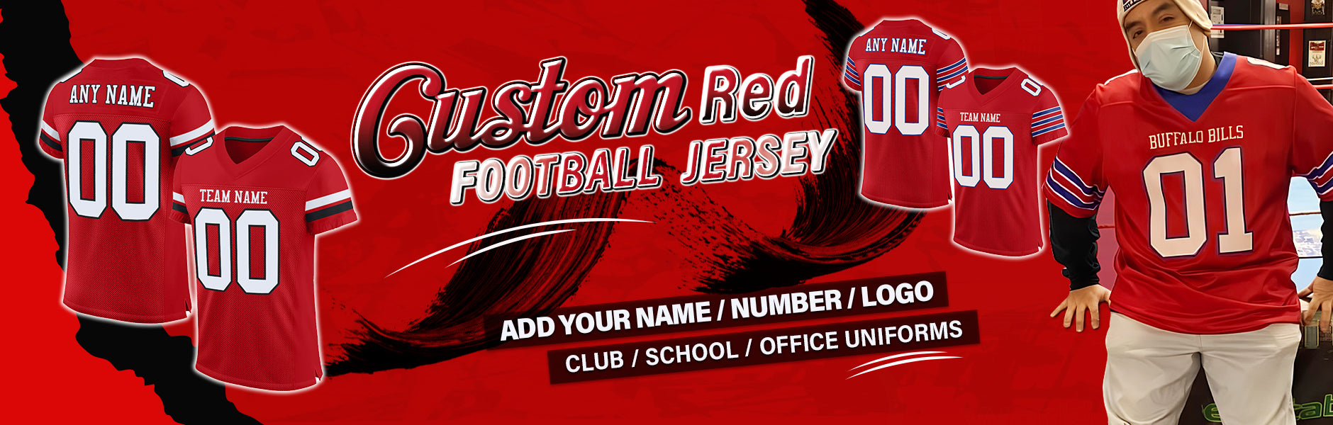 custom football red jersey