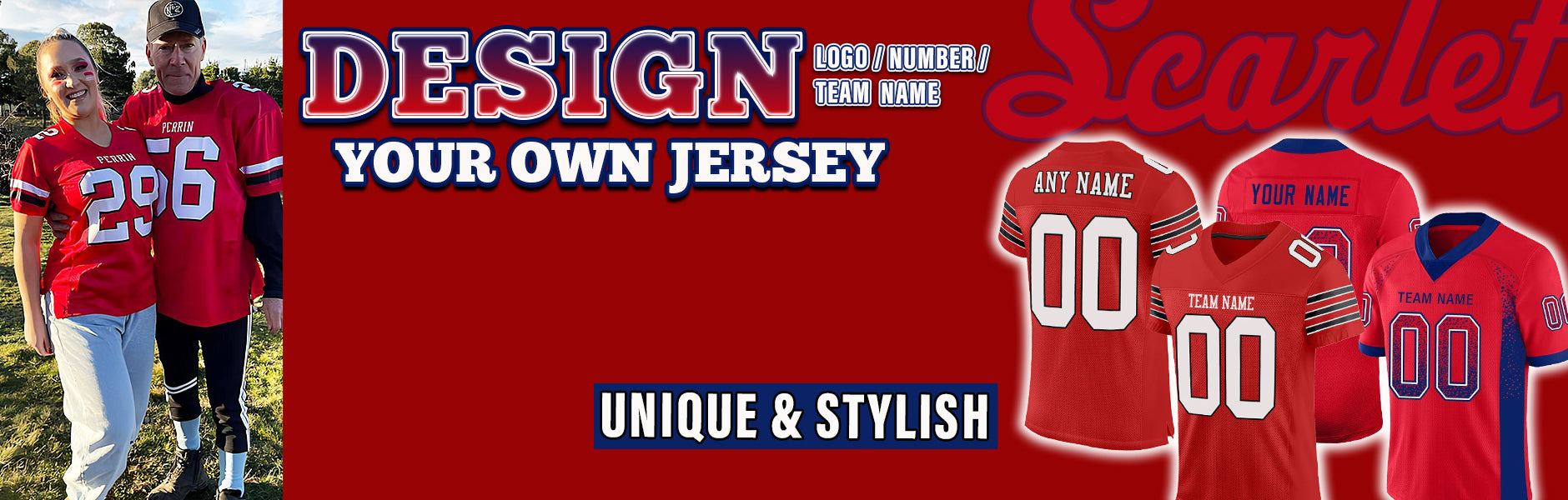 custom football scarlet jersey