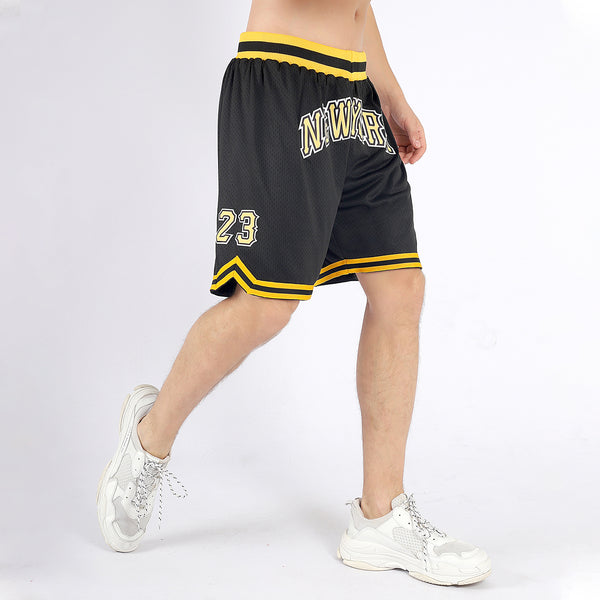 The Jersey Nation Red-Black Pinstripe Custom Basketball Shorts - L