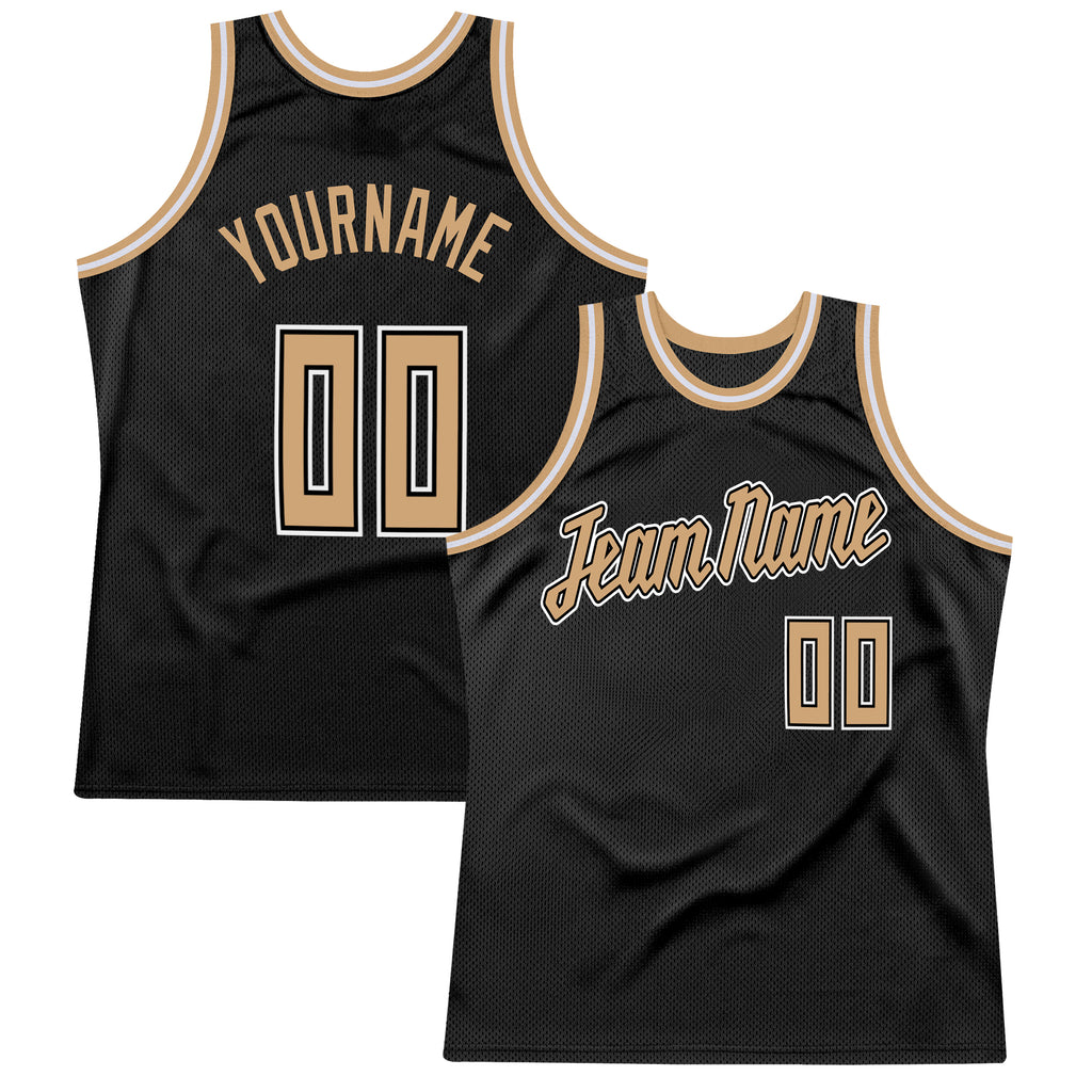 Custom Own Black Old Gold White Basketball Stitched Jersey Free ...
