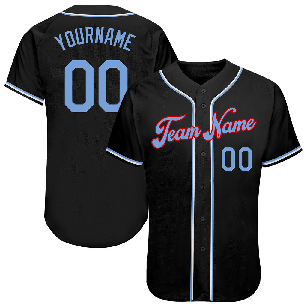 Custom Black Light Blue-Red Authentic Baseball Jersey Free Shipping – Fiitg