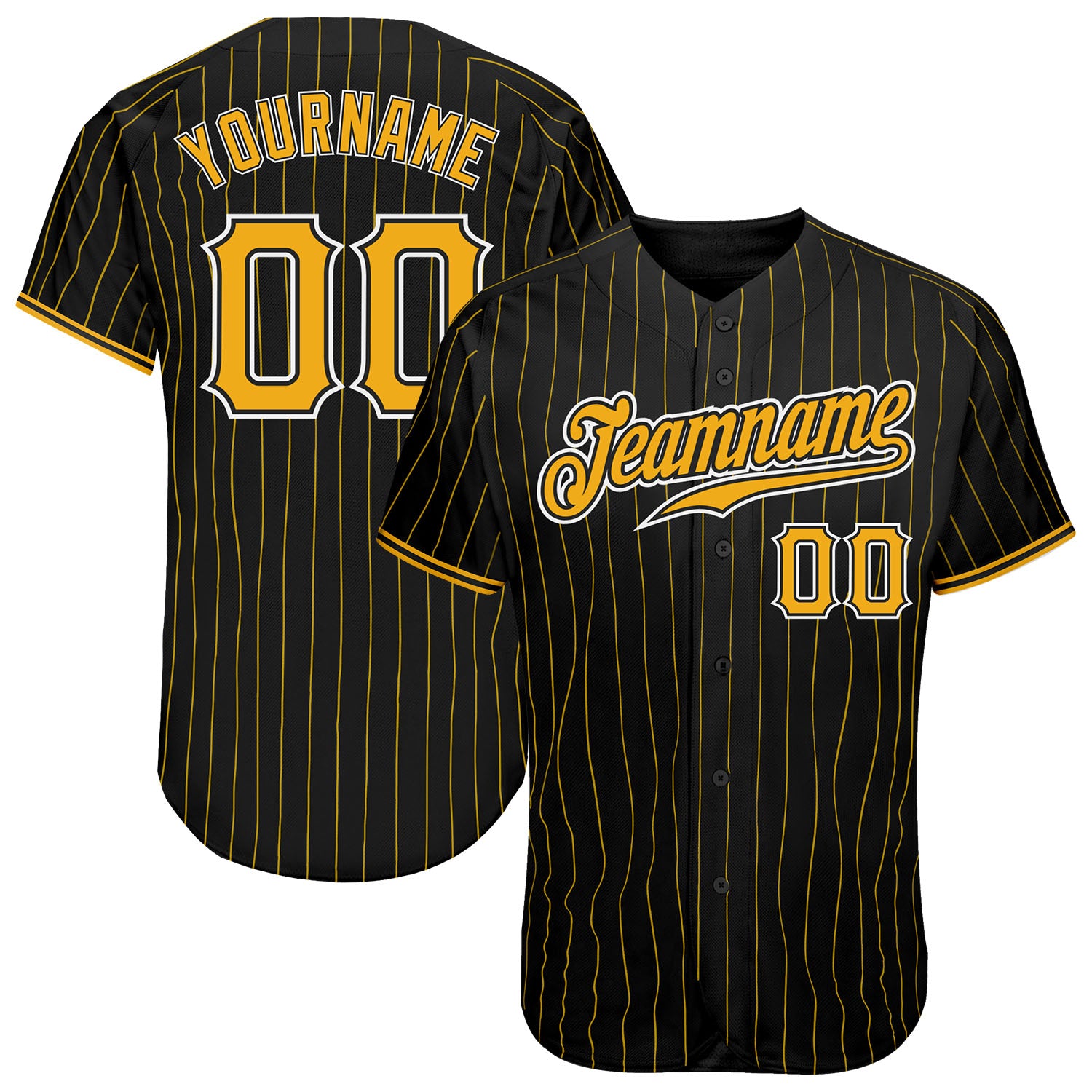 Custom Black Gold Strip GoldWhite Authentic Baseball Jersey Free