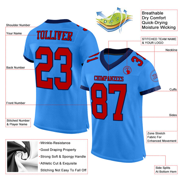 Customized Men Red White-Black Mesh Authentic American Football Jersey All  Stiched Embroidery Customized Name and Numbers