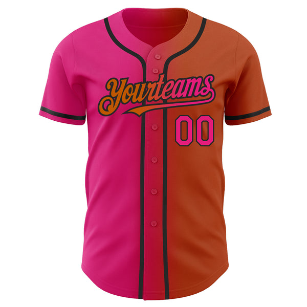 Custom Team Black Baseball Authentic White Orange Strip Jersey Orange