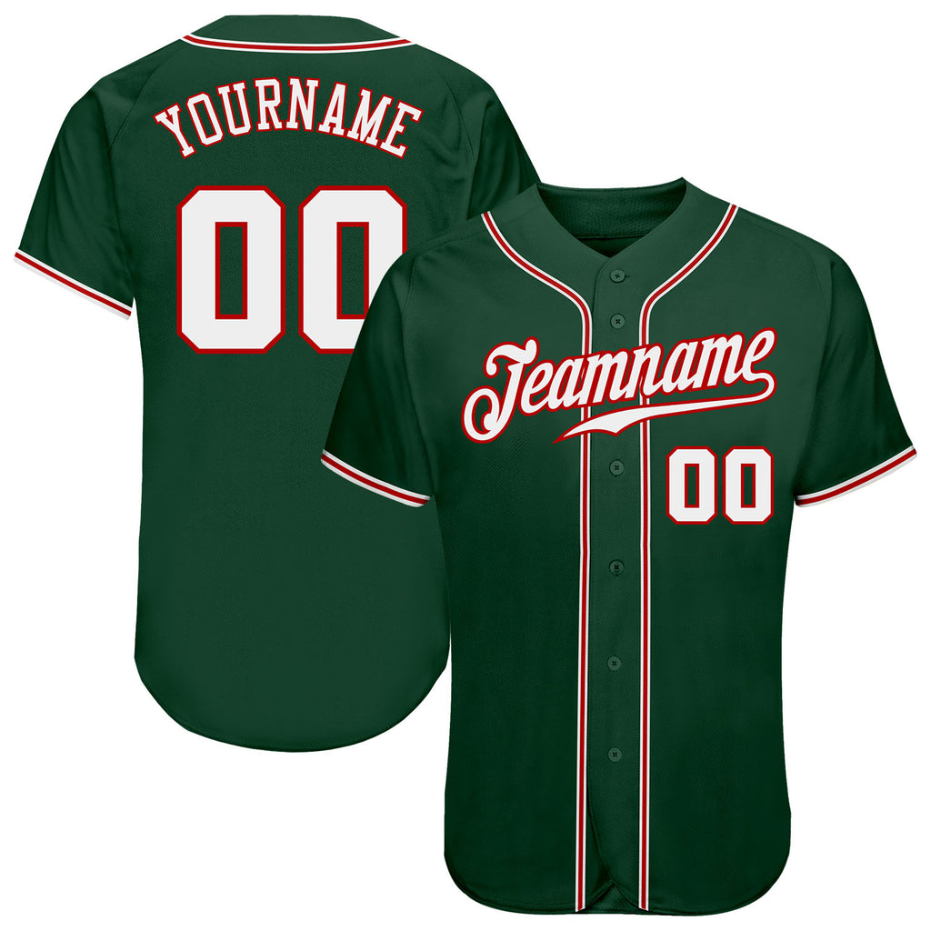 Custom Green White-Red Authentic Baseball Jersey Free Shipping – Fiitg