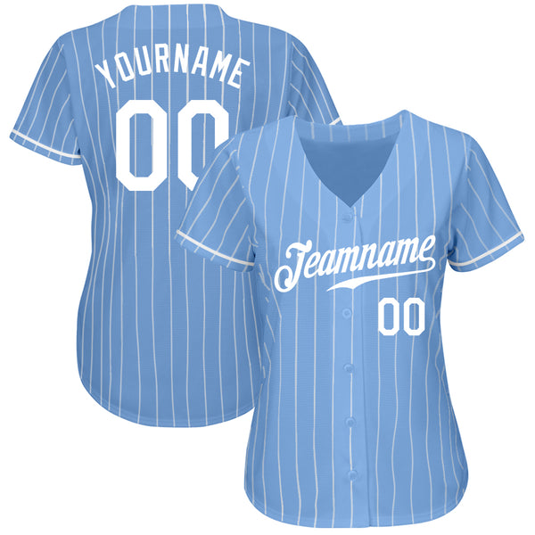 Custom Light Blue Red-White Authentic Baseball Jersey Women's Size:L