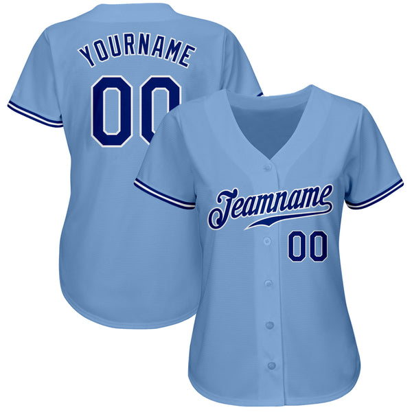 Custom Light Blue White Pinstripe Navy Authentic Baseball Jersey