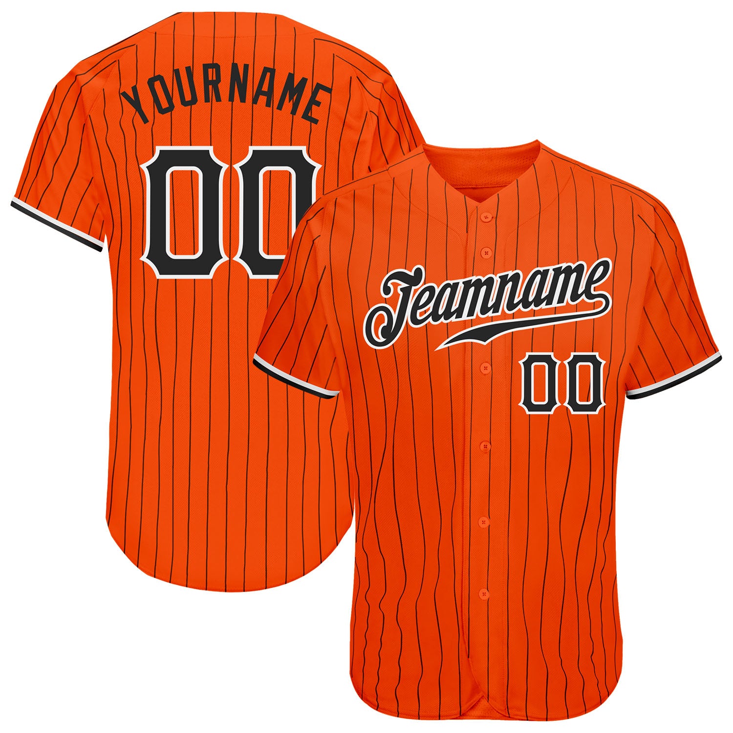 Custom Orange Black Strip Black-White Authentic Baseball Jersey Free ...