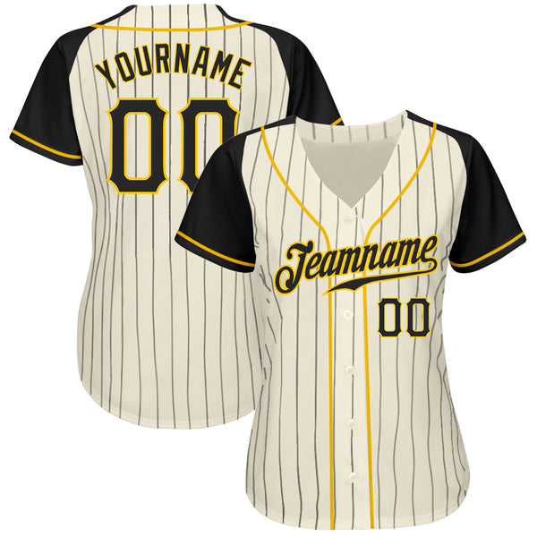 Custom Baseball Jersey Black Gold-White