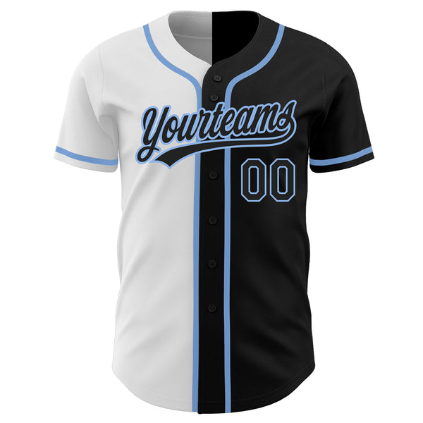 Custom Black Red-Powder Blue Authentic Split Fashion Baseball Jersey Fast  Shipping – FiitgCustom