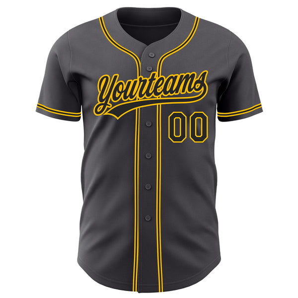 Custom Steel Gray Red-Old Gold Authentic Baseball Jersey Fast