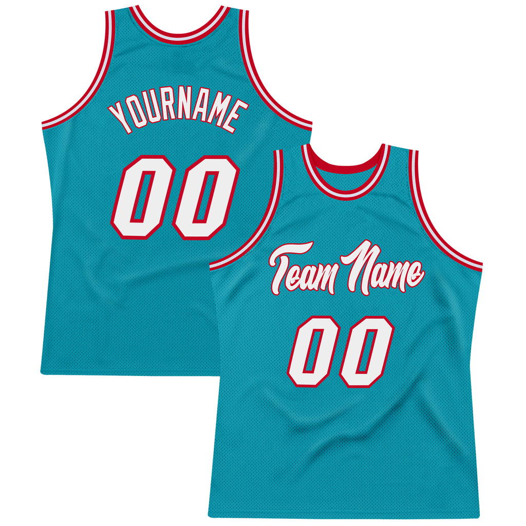 Custom Own Teal White Red Basketball Stitched Jersey Free Shipping – Fiitg
