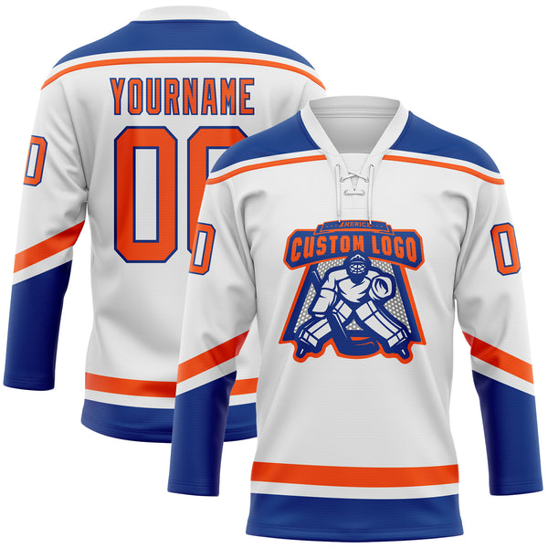 Custom Light Blue Orange-Royal Hockey Jersey Women's Size:XL