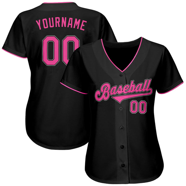 Custom Baseball Jersey Black Pink-White Authentic Men's Size:XL