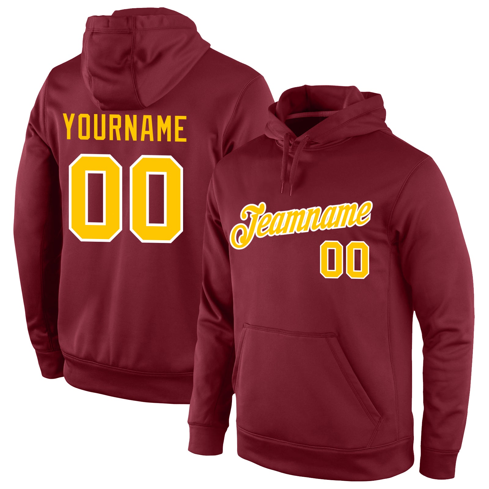 Custom Stitched Burgundy Gold-White Sports Pullover Sweatshirt Hoodie ...