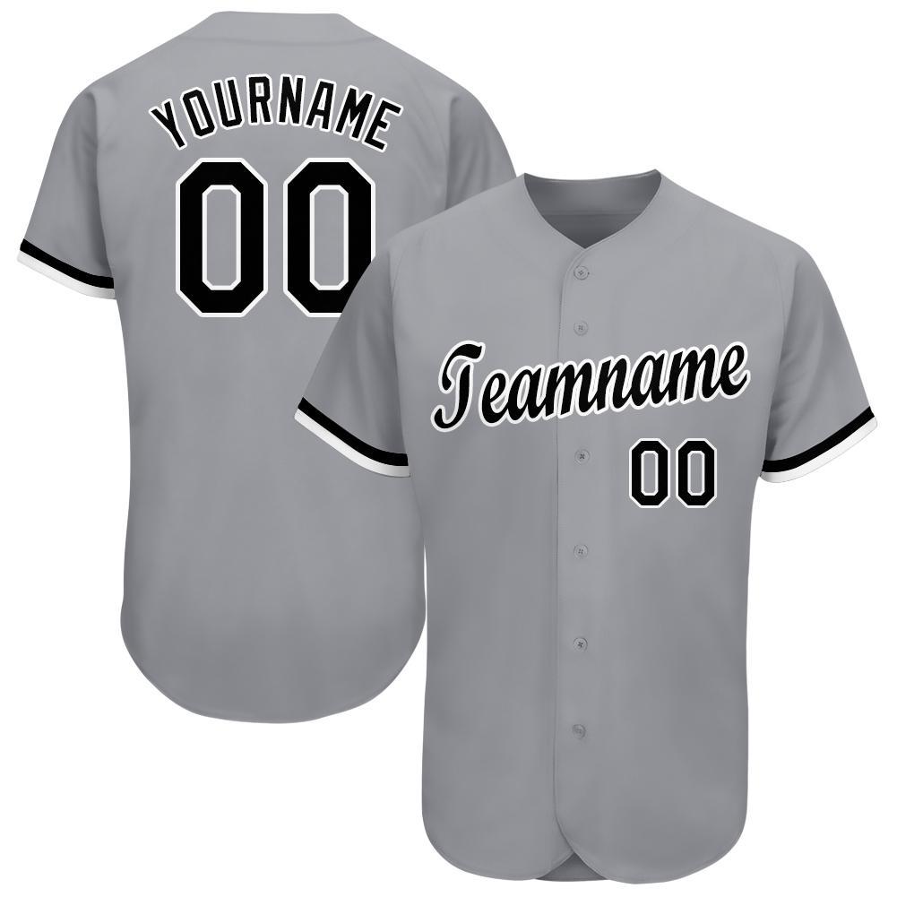 Custom Gray Black-White Baseball Jersey – Fiitg