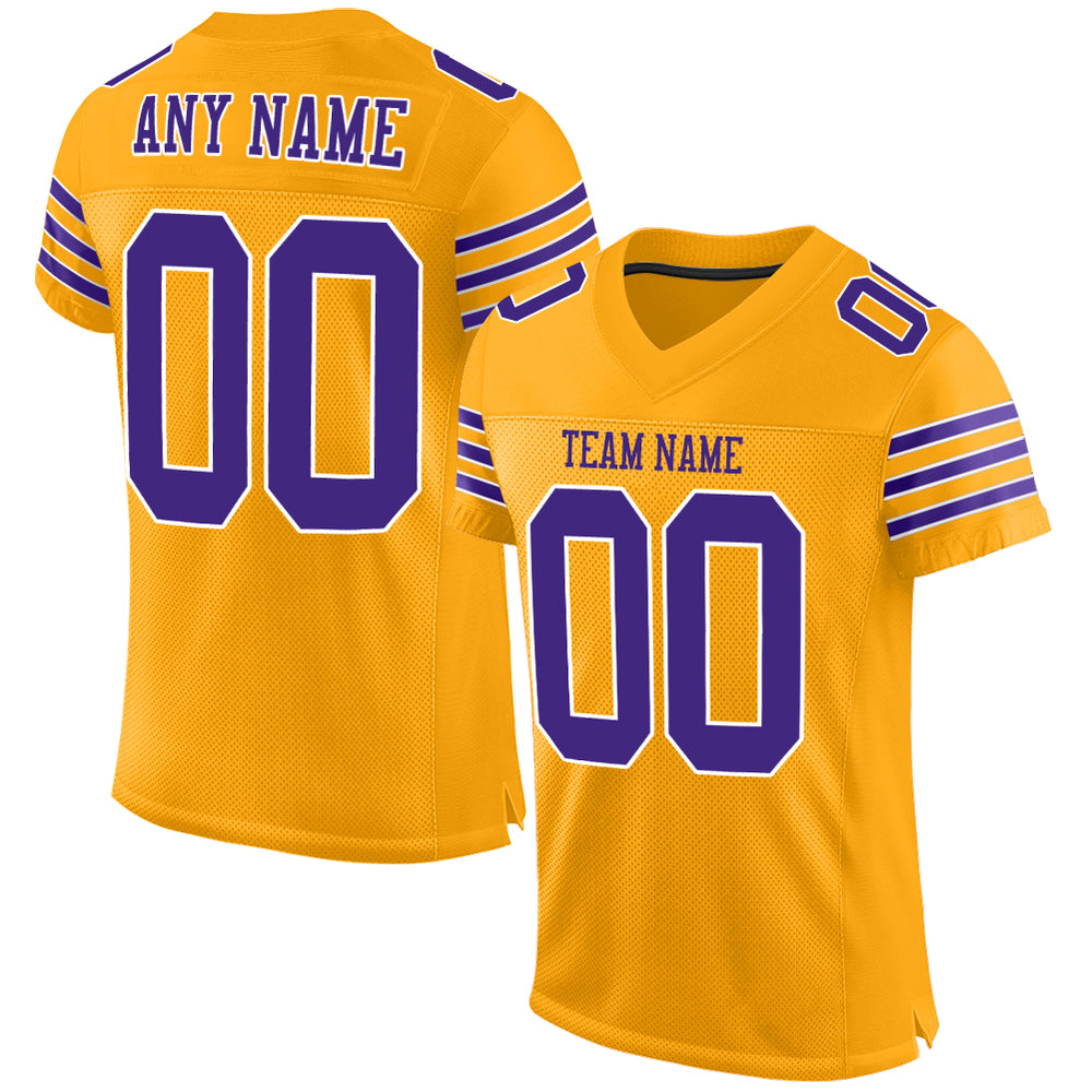 Custom Gold Purple-White Mesh Authentic Football Jersey – Fiitg