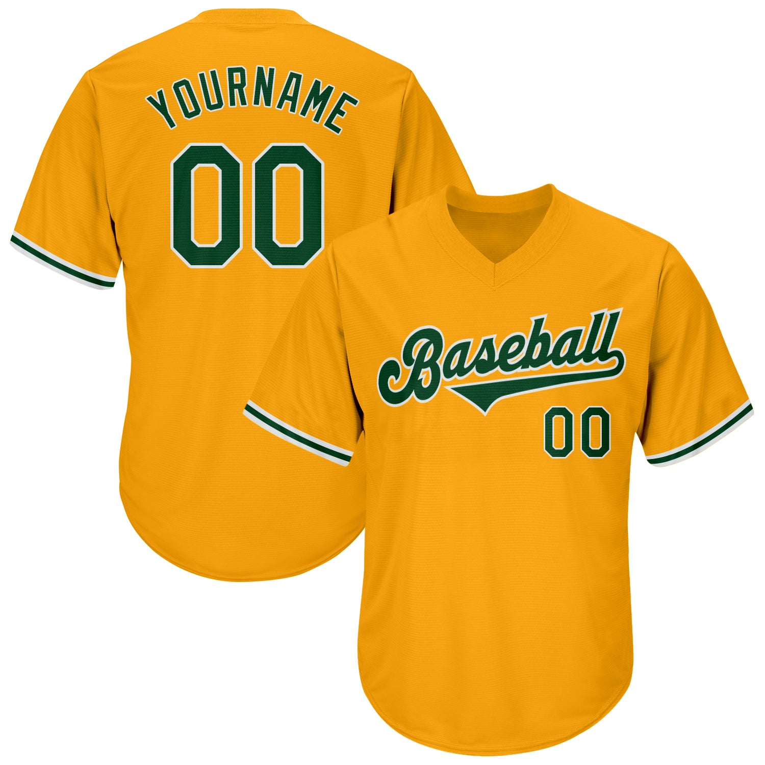 Custom Own Gold Green White Authentic Baseball Stitched Jersey Free ...