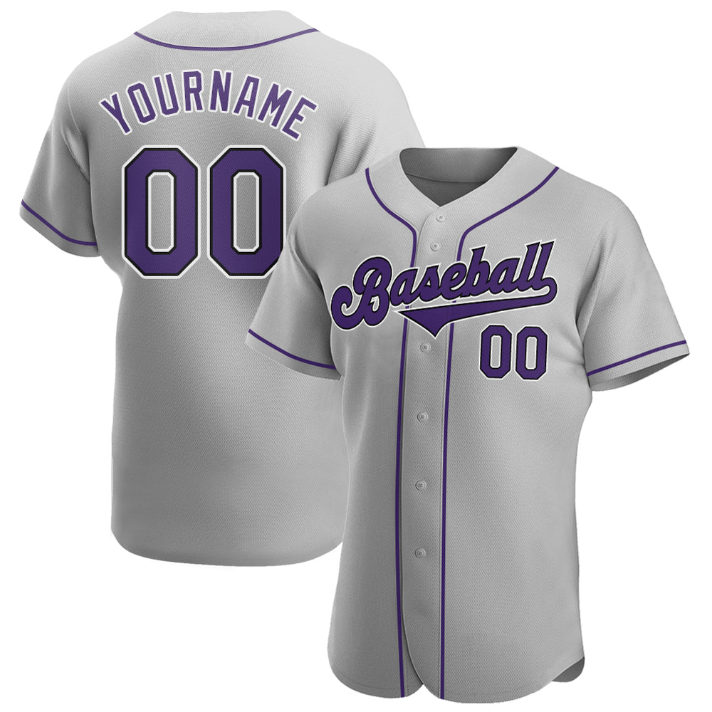 Custom Own Gray Purple Black Authentic Baseball Stitched Jersey Free ...