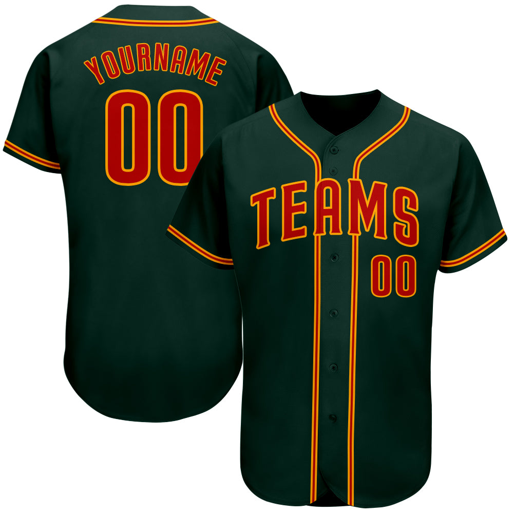 Custom Green Red-Gold Authentic Baseball Jersey – Fiitg
