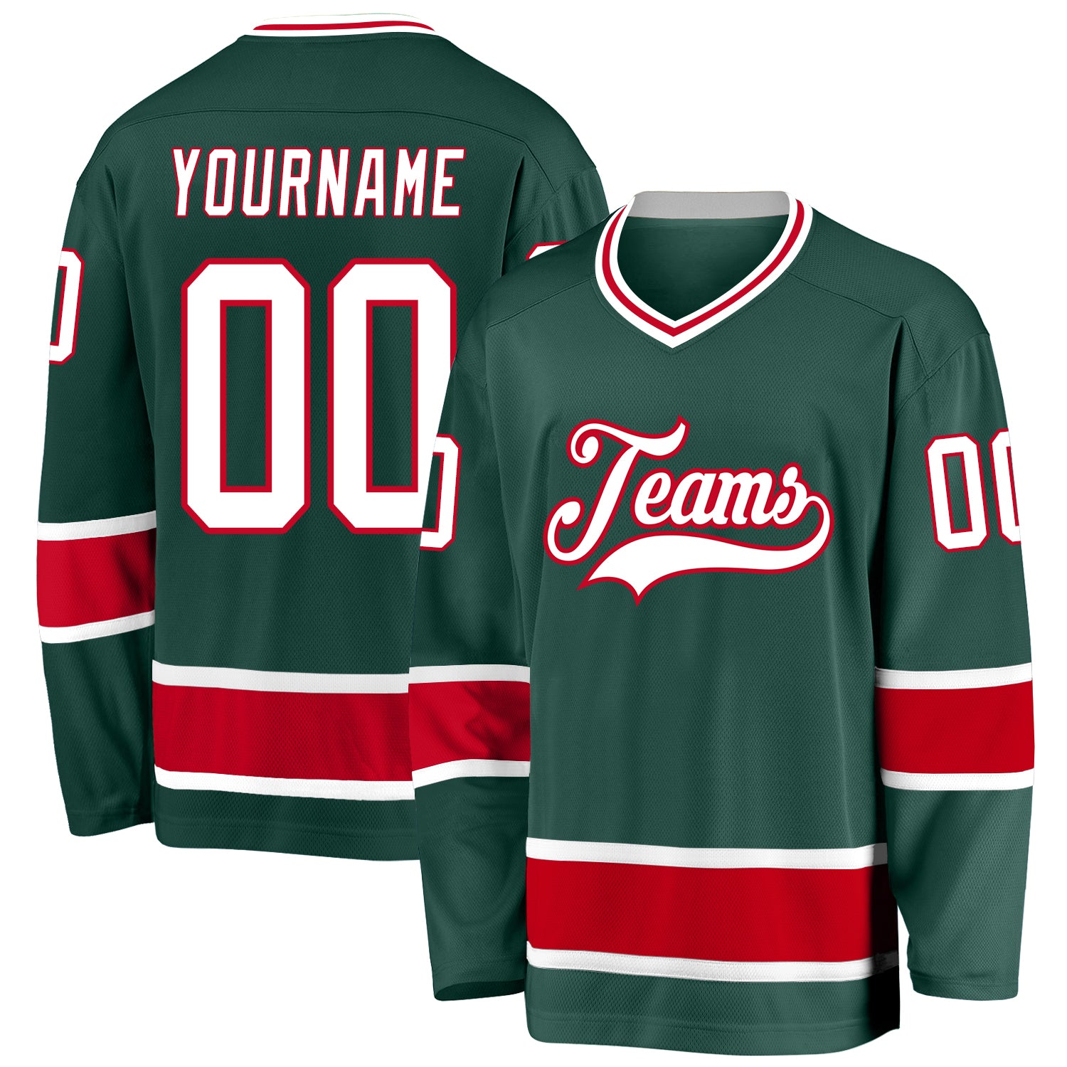 Custom Green White-Red Hockey Jersey Free Shipping – Fiitg