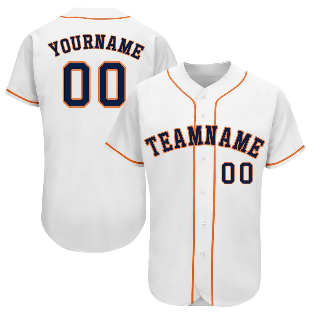 Custom White Navy-Orange Baseball Jersey – Fiitg