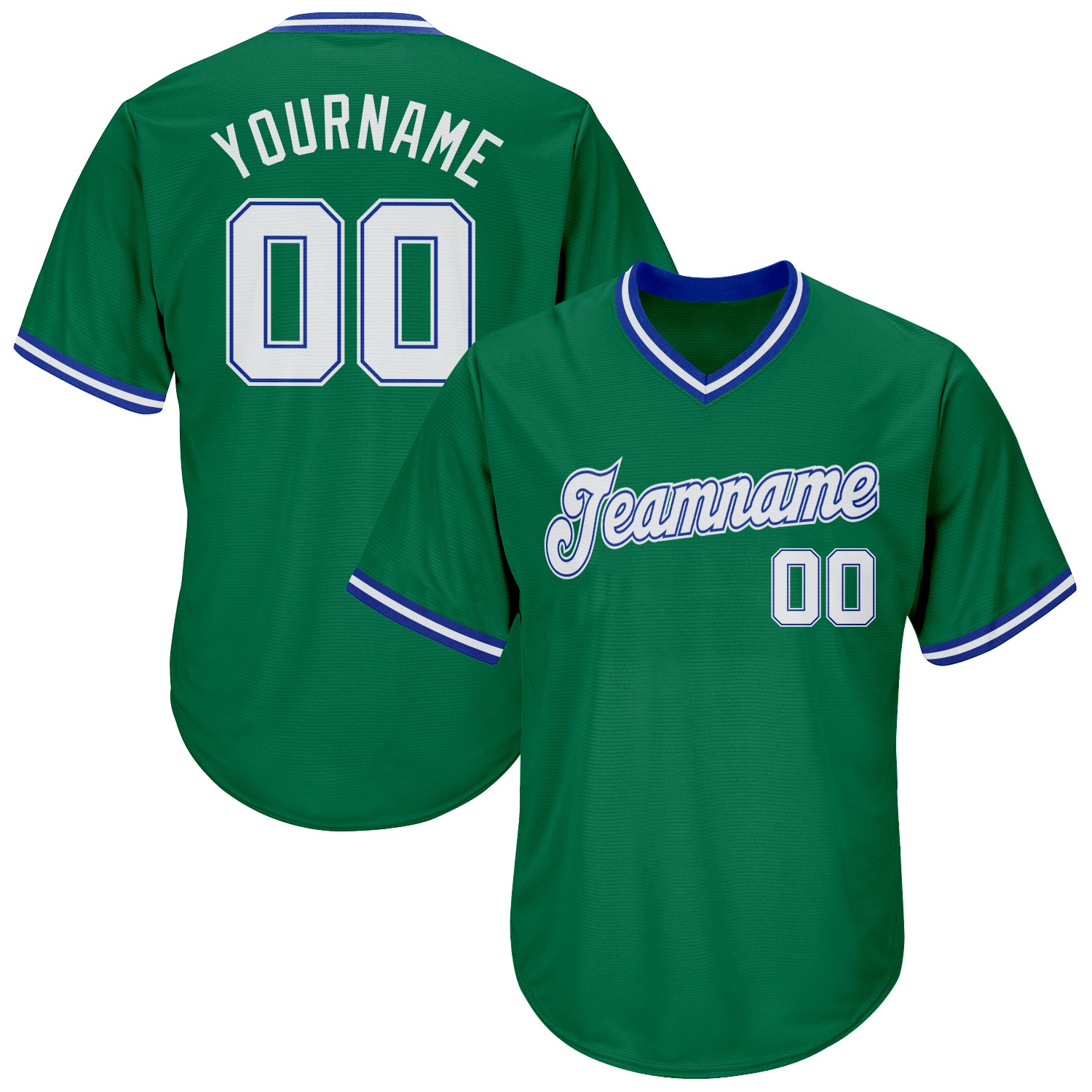 Custom Own Kelly Green White Royal Authentic Baseball Stitched Jersey ...