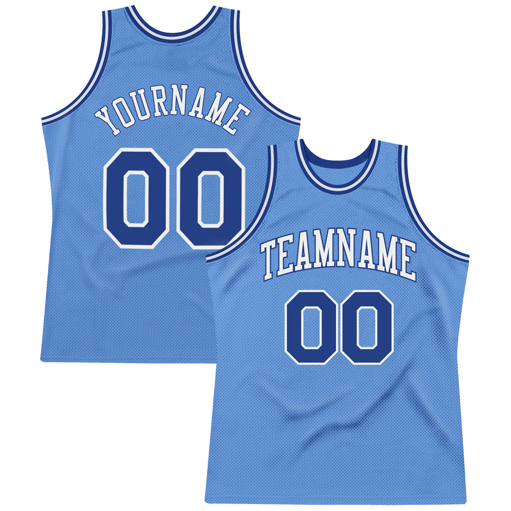 Custom Light Blue Royal-White Authentic Throwback Basketball Jersey ...